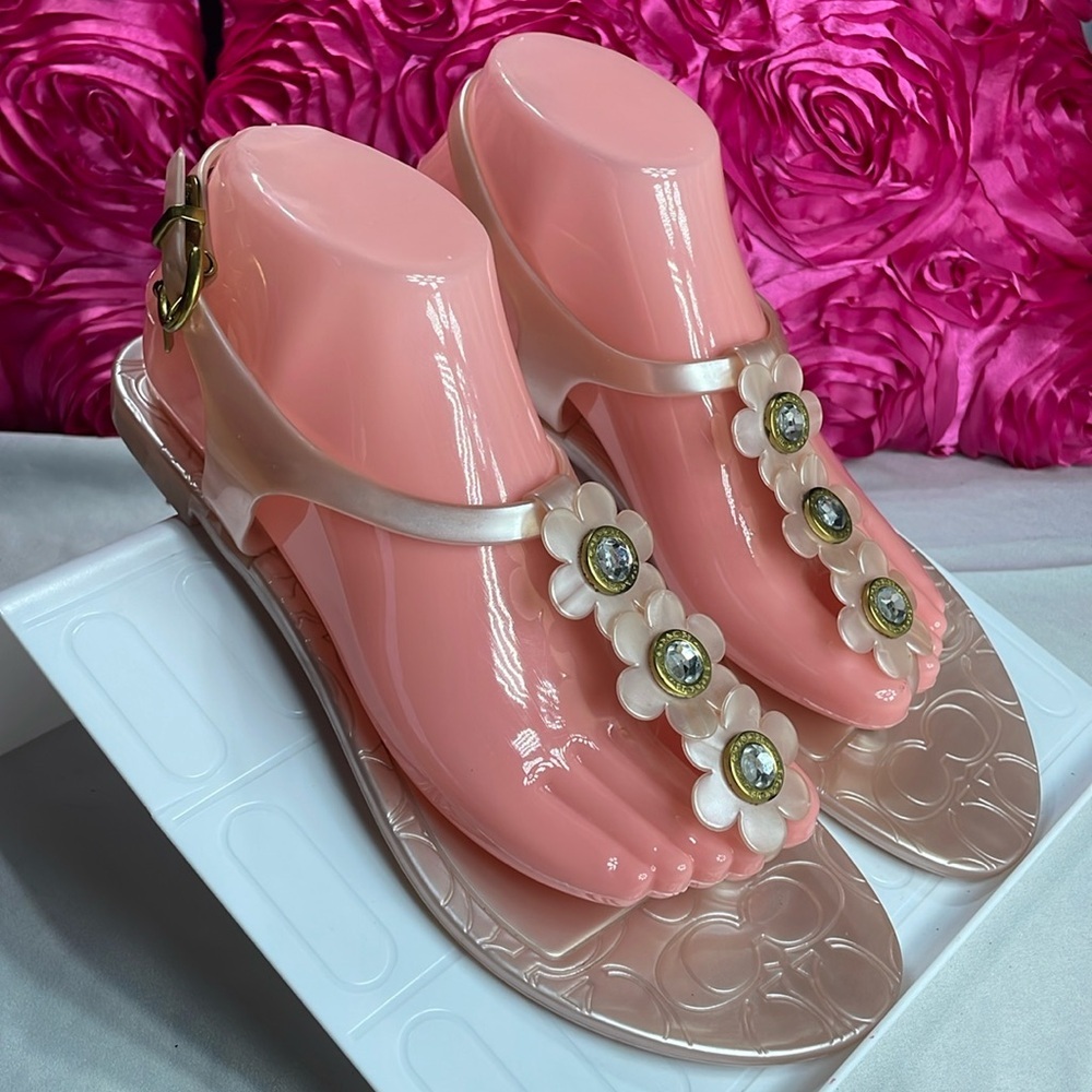 Coach Paisley Print Jelly Sandals
Peachy Pink with Floral
Women's Size 9 B - Picture 1 of 11